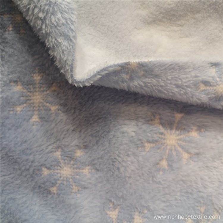 Snowflake Pattern Glue Printed Warm Flannel Fabric