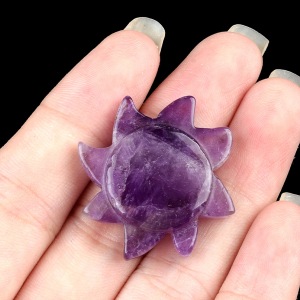 Amethyst 28MM Sun Ornament for Home Decoration Handmade Craved Stone Solar