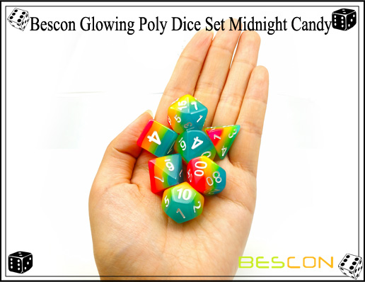 Bescon Glowing Poly Dice Set Midnight Candy-9