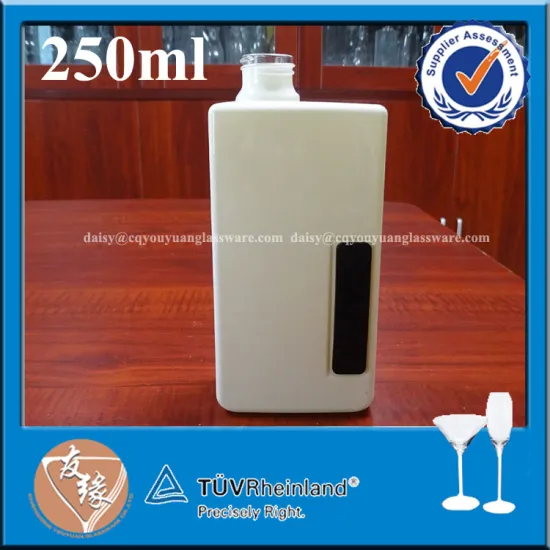 Best selling spirit packing food safe painted square vodka bottle 25cl