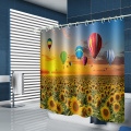 Girassol balão de ar quente decoração do banheiro cortina de chuveiro à prova d&#39;água