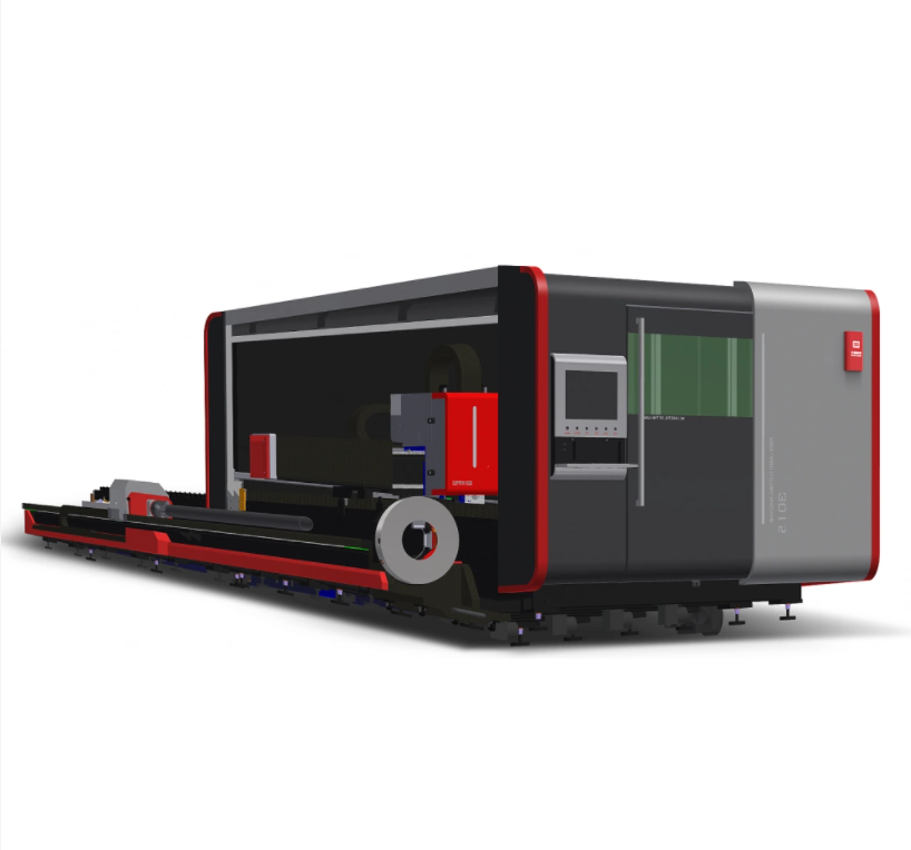 CNC-programmed fiber laser cutting machine