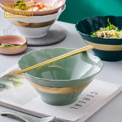 Golden Ring Pattern Noodle Soup Rice Bowl Household