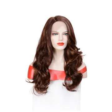 Aishili Brown Synthetic Wigs Lace Frontal Hair Loose Curly And Deep Wave With Mixed Golden Brown For Women