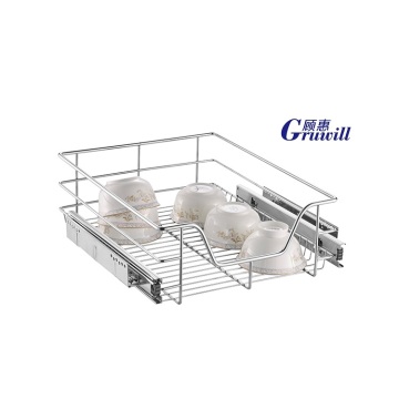 Kitchen metal multifunctional pull-out storage basket