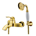 Gold Wall Mount Bath Tub Faucet With Sprayer