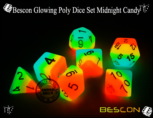 Bescon Glowing Poly Dice Set Midnight Candy-1