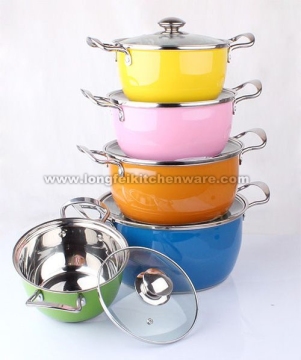 12PCS Stainless Steel Cookware Sets  with the glass lid and Stainless Steel handle Double Bottom