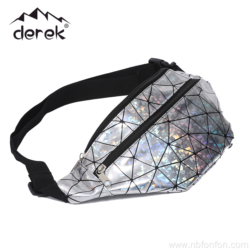 Silver children's Fanny pack Waterproof Silver children's PU Fanny Pack Silver magic PU Graffiti bag