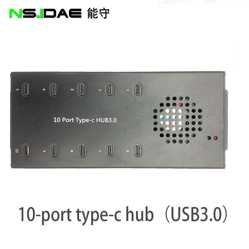 Flat shot display -10 port USB-C hub