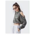 Women's Printing Cropped Hollow out Hoodie