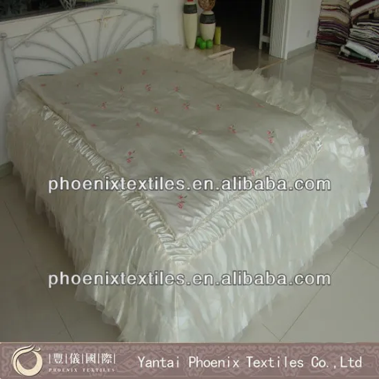 embroidery and lace patched white colorfull bedspreads