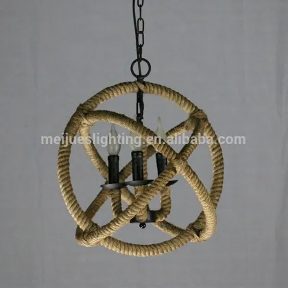 Zhongshan 3 head art hemp hemp rope rope house asian style bangkok hemp rope chandelier lighting