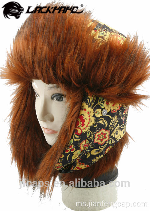 Topi perangkap topi berbulu musim sejuk palsu wanita