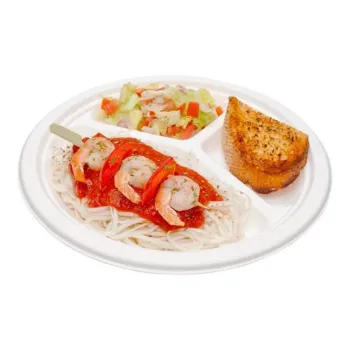3Compartment Sugarcane Bagasse Plates Party Fast Food Dish