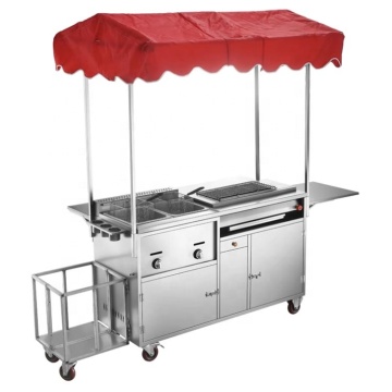 Mobile Food Cart with Deep Fryer: Hot Dog Vending Trailer Trolley