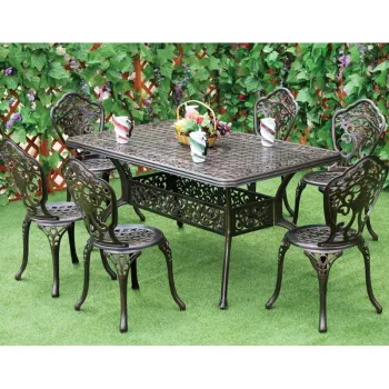 Outdoor Patio Cast Aluminum Furniture Dining Table and Chair Sets for Gardens