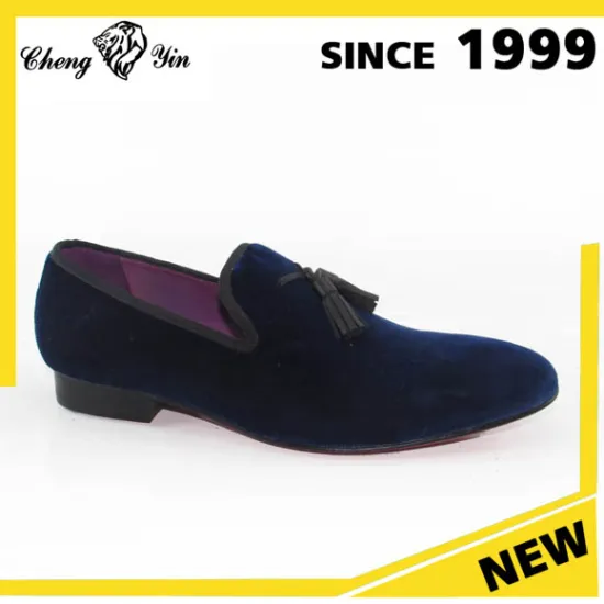 Hot Selling Purple lining man made blue suede leather luxurious tassel loafer dress Shoes for Men