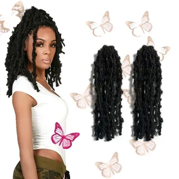 Butterfly Locs Crochet Hair Pre Looped Butterfly Faux Locs Braiding Hair Extensions Synthetic Fiber Water Passion Twist Hair