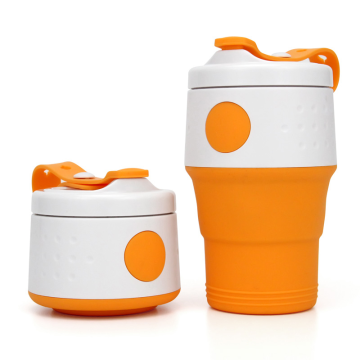 Taza de viaje portátil de taza de café de silicona plegable de 395 ml
