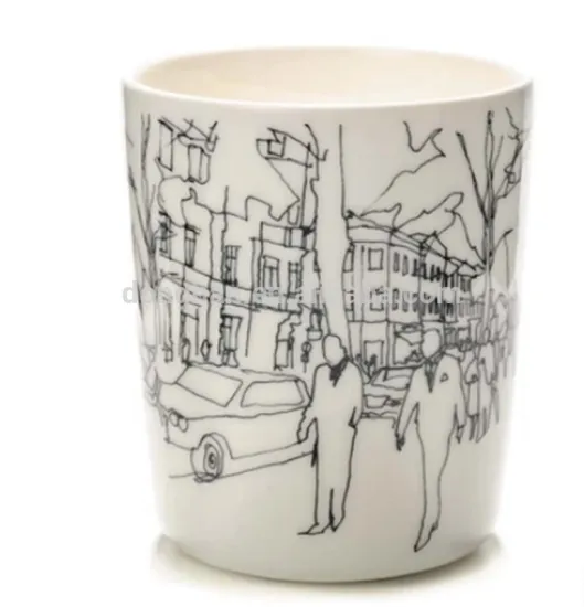 Vintage Graffiti design ceramic cup without handle