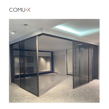 Aluminium Sliding Door Office Partition with Tempered Frosted Glass