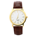 Unisex Vein Leather Waterproof Gouden Luxe Horloges