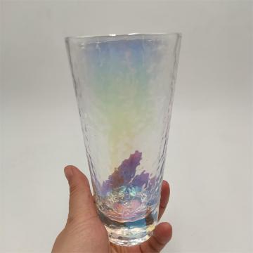 Hammer finish pearl effect highball glass