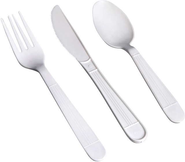 Black Disposable Plastic Cutlery Set Spoons Knives Tea Spoon