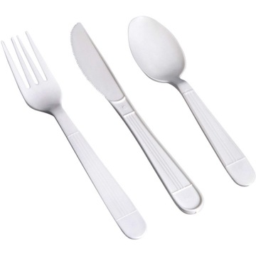 Black Disposable Plastic Cutlery Set Spoons Knives Tea Spoon