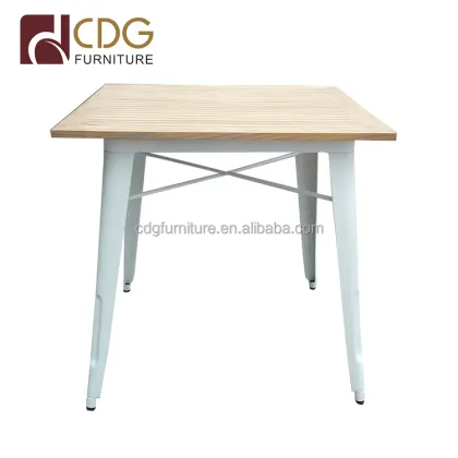 Cheap Industrial Wood Metal Cafe Shop Tables and Chairs