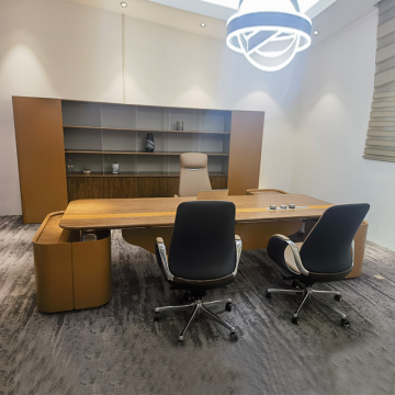 Luxury Executive Office Furniture: Wood L Shaped Modern Executive Writing Desk