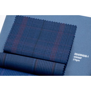 Dark Navy Plaid 40% Wool Fabric