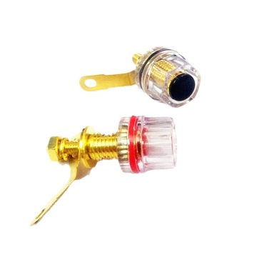 Speaker penguat tiang tembaga emas dengan tiang kabel transparan kristal - 4mm pisang plug socket factory outlet