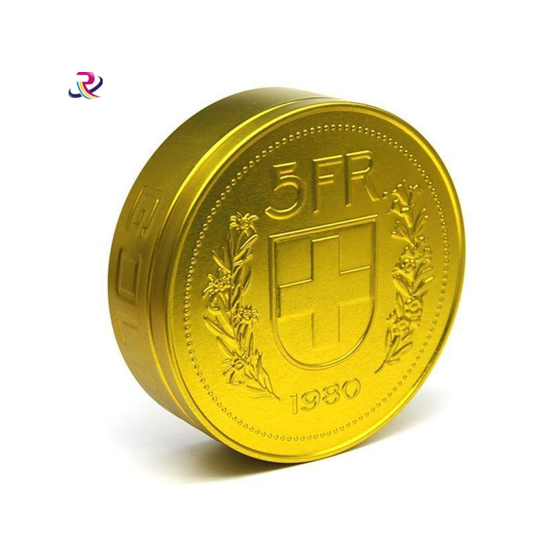 Gold Small Snus Coin Round Tin Box