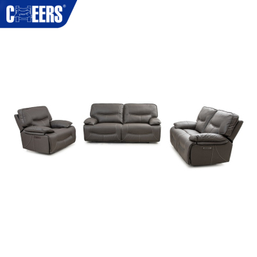 MANWAH CHEERS Microfiber Fabric Power Reclining 3+2+1 Seat Sofa Set with Adjustable Headrest