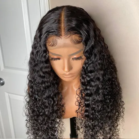 Women Natural Lace Curly Wigs with Baby Hair 5X5 Lace Closure Human Hair Wig