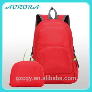 China Factory nylon fodable backpack, nylon folding backpack bag into pouch