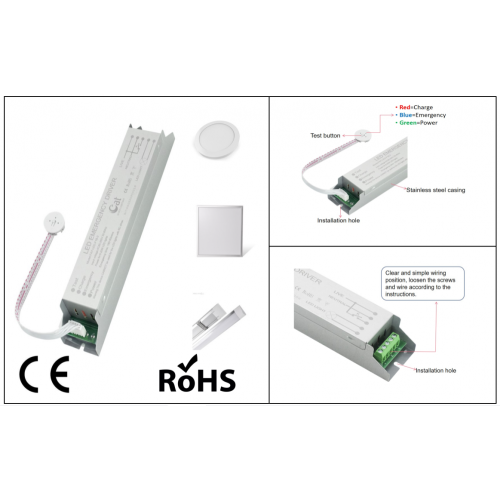 Pilote d'urgence à LED mince pleine puissance