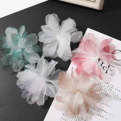3D Tulle Flower Handmade Organza Artificial Flowers for DIY Hair Accessories