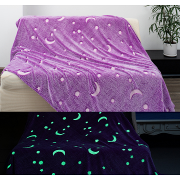 Bình minh và trăng mọc - Chăn dạ quang màu tím đậm