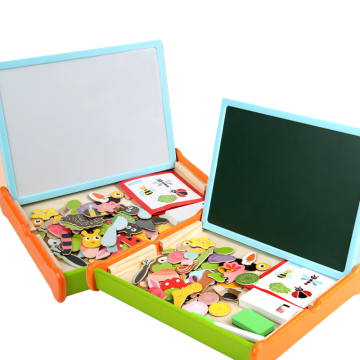 New Portable Magnetic Drawing Board and Wooden Jigsaw Puzzle Set for Toddlers
