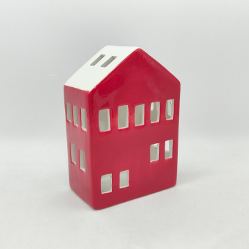 Red Ceramic Townhouse Tealight Holder