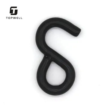25mm PVC Coated S Hooks - 1500kg Load Capacity, Small Mini Metal Hooks in Black