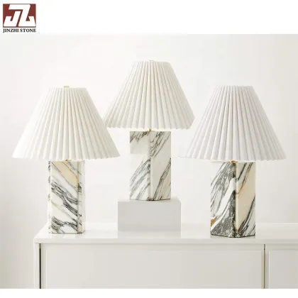 Modern Contemporary Side Table Lamp - Bulgari Marble Style Export