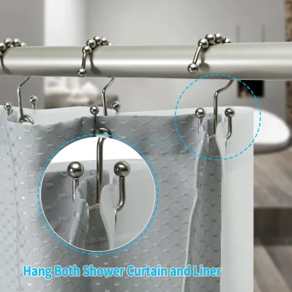 Adjustable Antirust Metal Sliding Curtain Shower Hook Set
