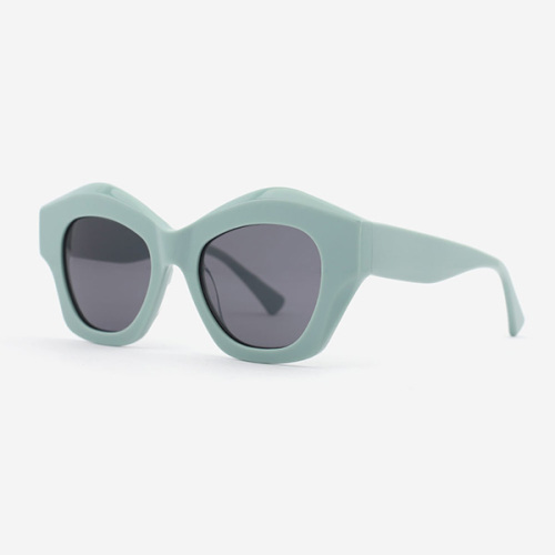 Polygon-shaped with 3D effect Acetate Female Sunglasses