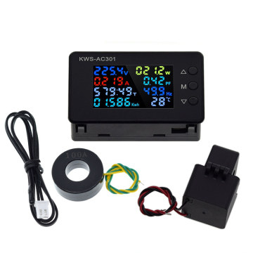 KWS-AC301 Wattmeter: AC 50-300V Voltage Power Analyzer with 0-20/100A Detection