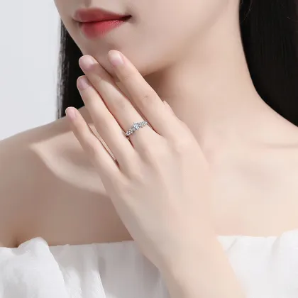 Classic Six Claw Sterling Silver Moissanite Diamond Ring Wholesale