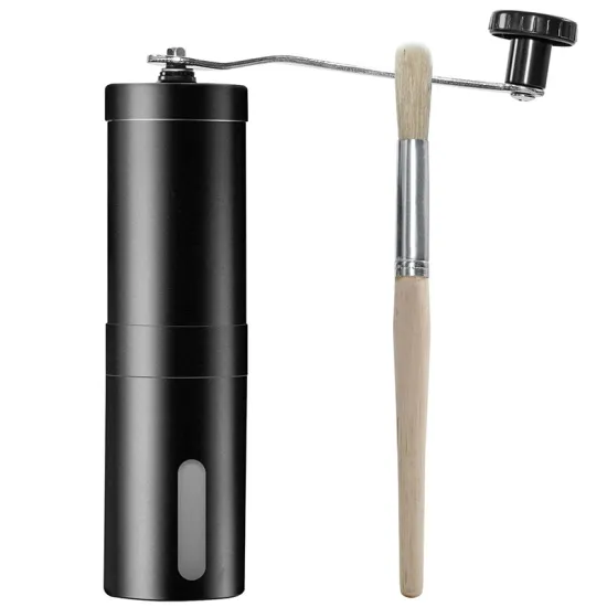 Black 304 Stainless Steel Manual Coffee Grinder, Manual Coffee Grinder, Coffee Grinder, Manual Pepper Grinder with Cleaning Brus
